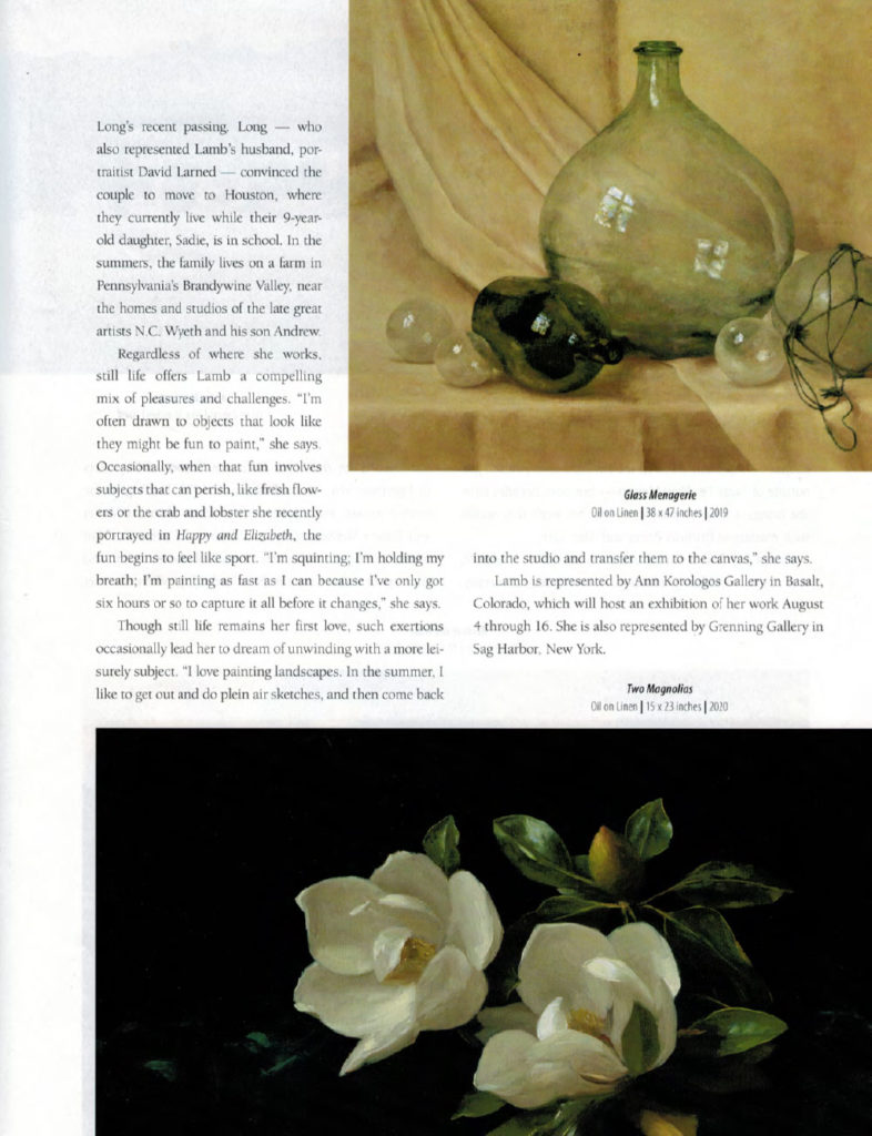 Sarah Lamb featured in Western Art & Architecture, Aug/Sept issue, Illuminations