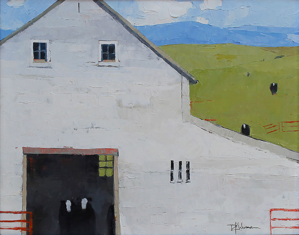 Ann Korologos Gallery Dinah Worman Black Cows White Barn 16 20