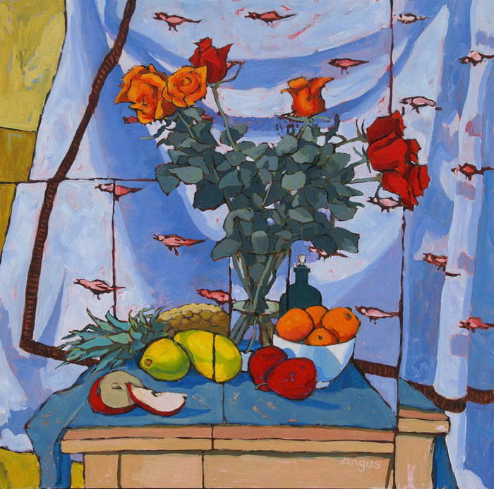 Angus Wilson - Roses and Fruit with Bird Cloth