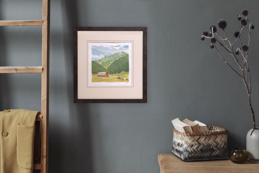 Room-View---Leon-Loughridge,-Aspen-Mountain-from-McLain-Flats,-Wood-Block-Print,-7.50-x-7