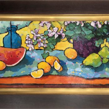 Angus Wilson - Pears, Lemons, & Watermelon on Orange Table