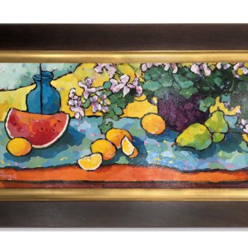 Angus Wilson - Pears, Lemons, & Watermelon on Orange Table