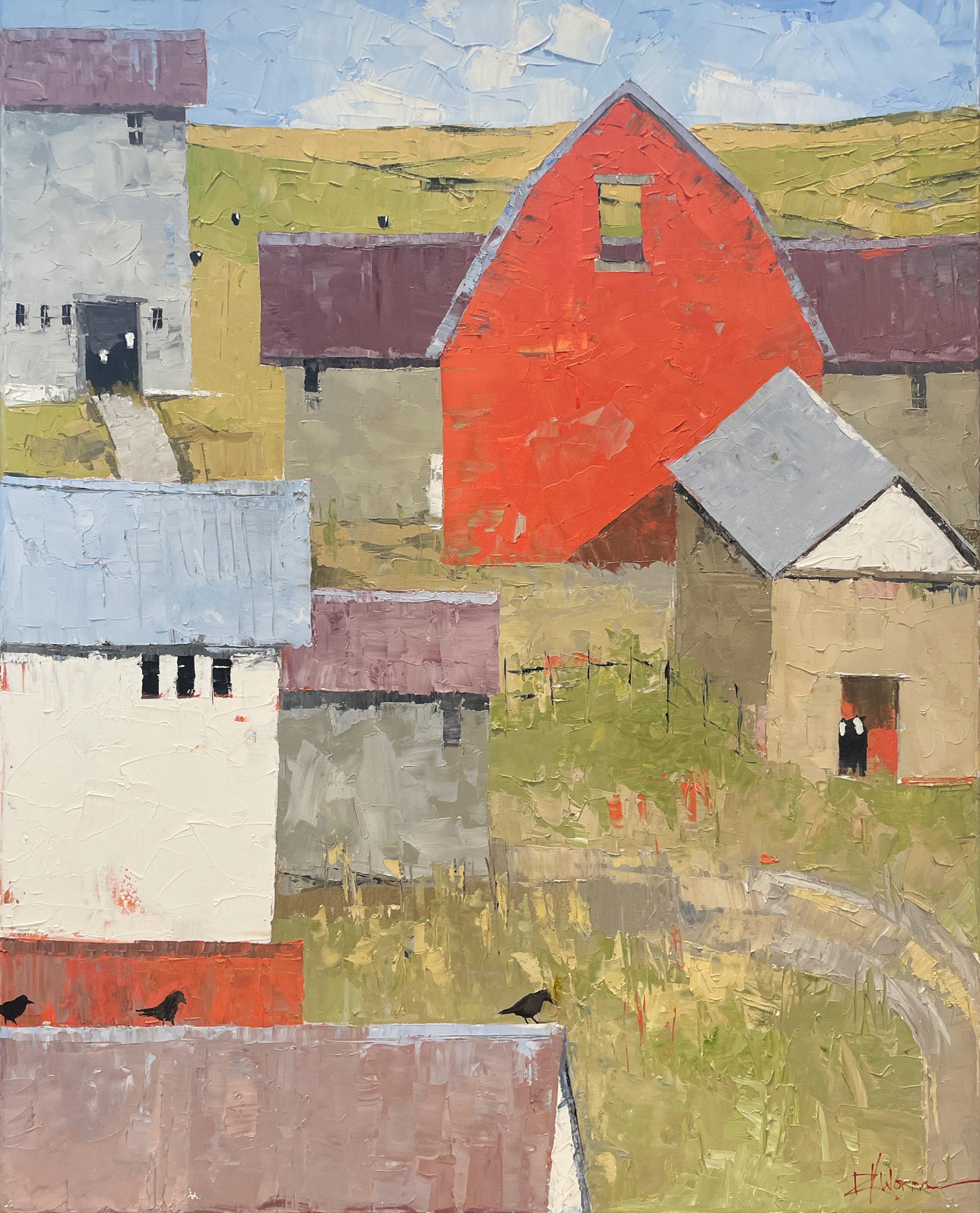 Dinah Worman - Cows, Crows and Red Barn
