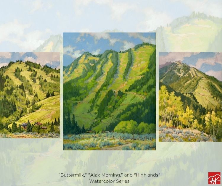 Leon Loughridge "Buttermilk," "Ajax Morning" and "Highlands" Watercolor Series