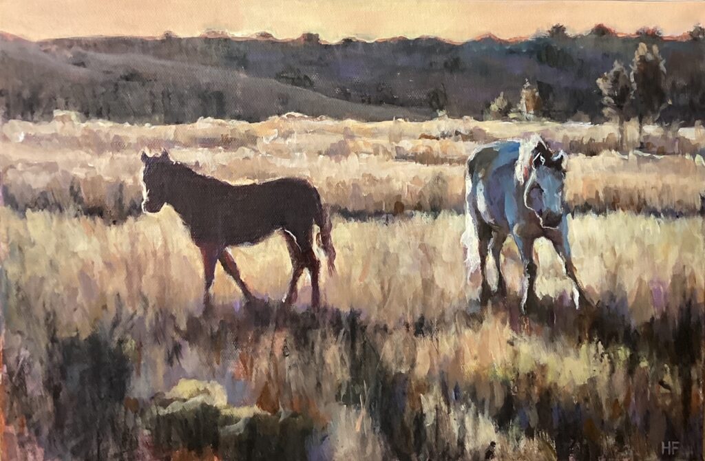 Heather Foster, Two Horses at Sunset art
