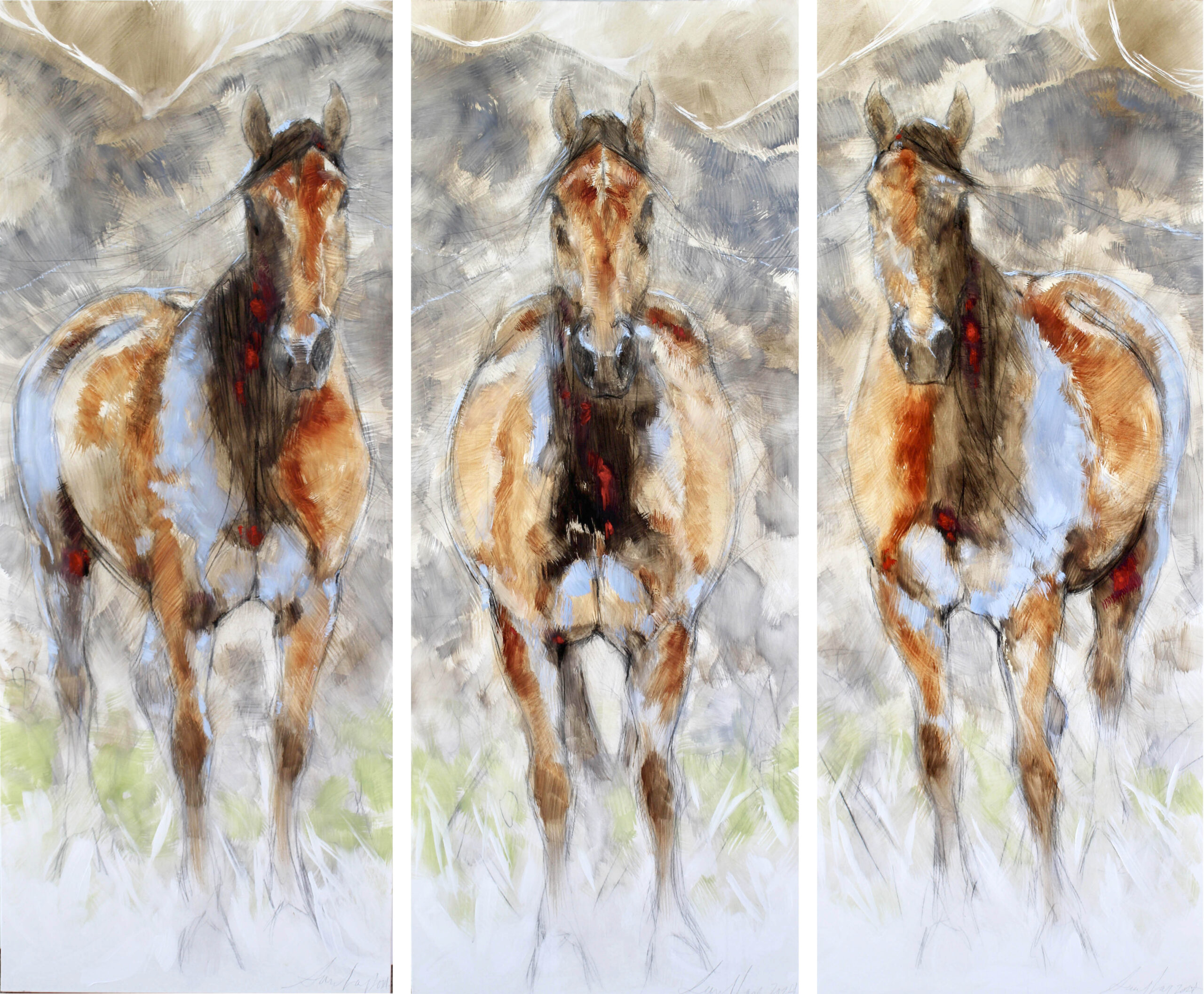 Amy Lay - Grey Mountain Mustangs (triptych)