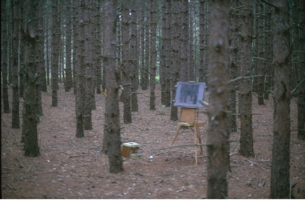 Pastel set up outdoors, Michigan, 1995