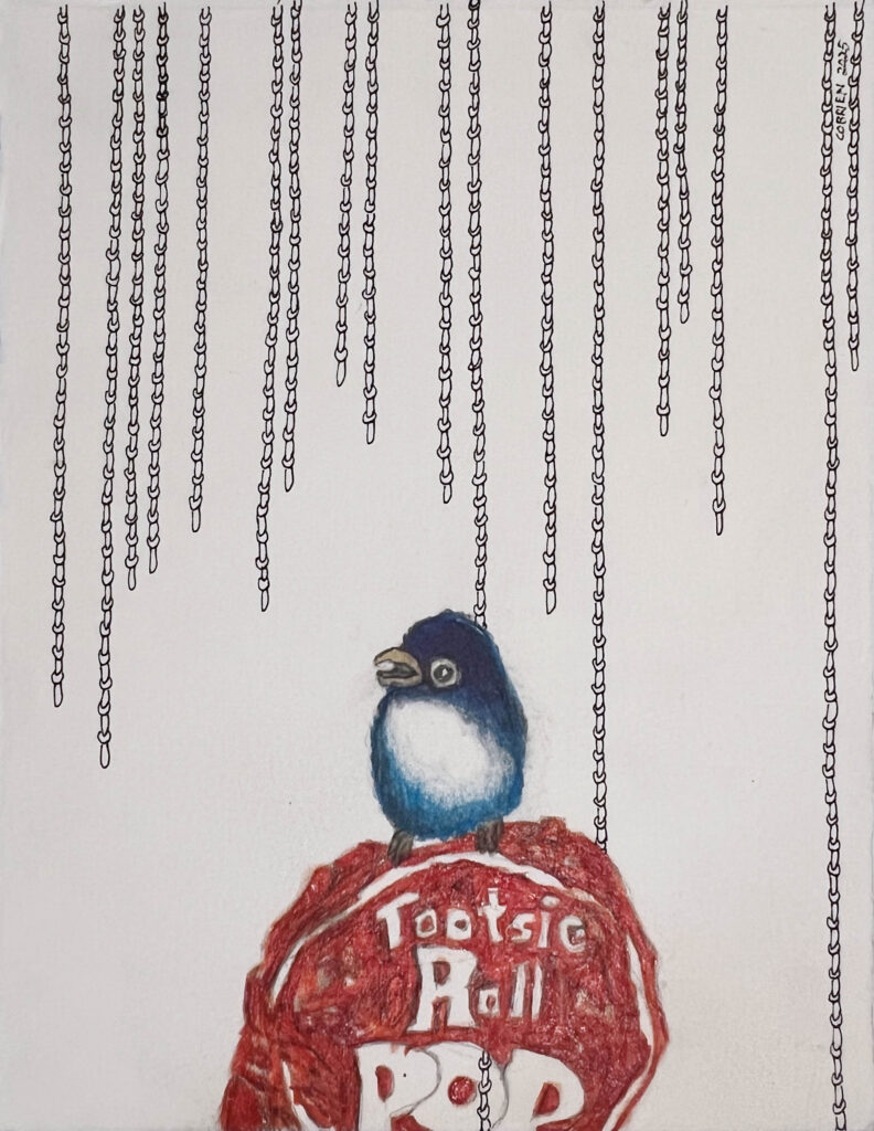 Craig O'Brien, Tootsie Blue on Red art