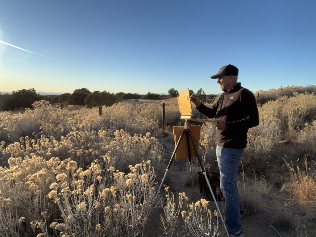 Peter Campbell painting on location