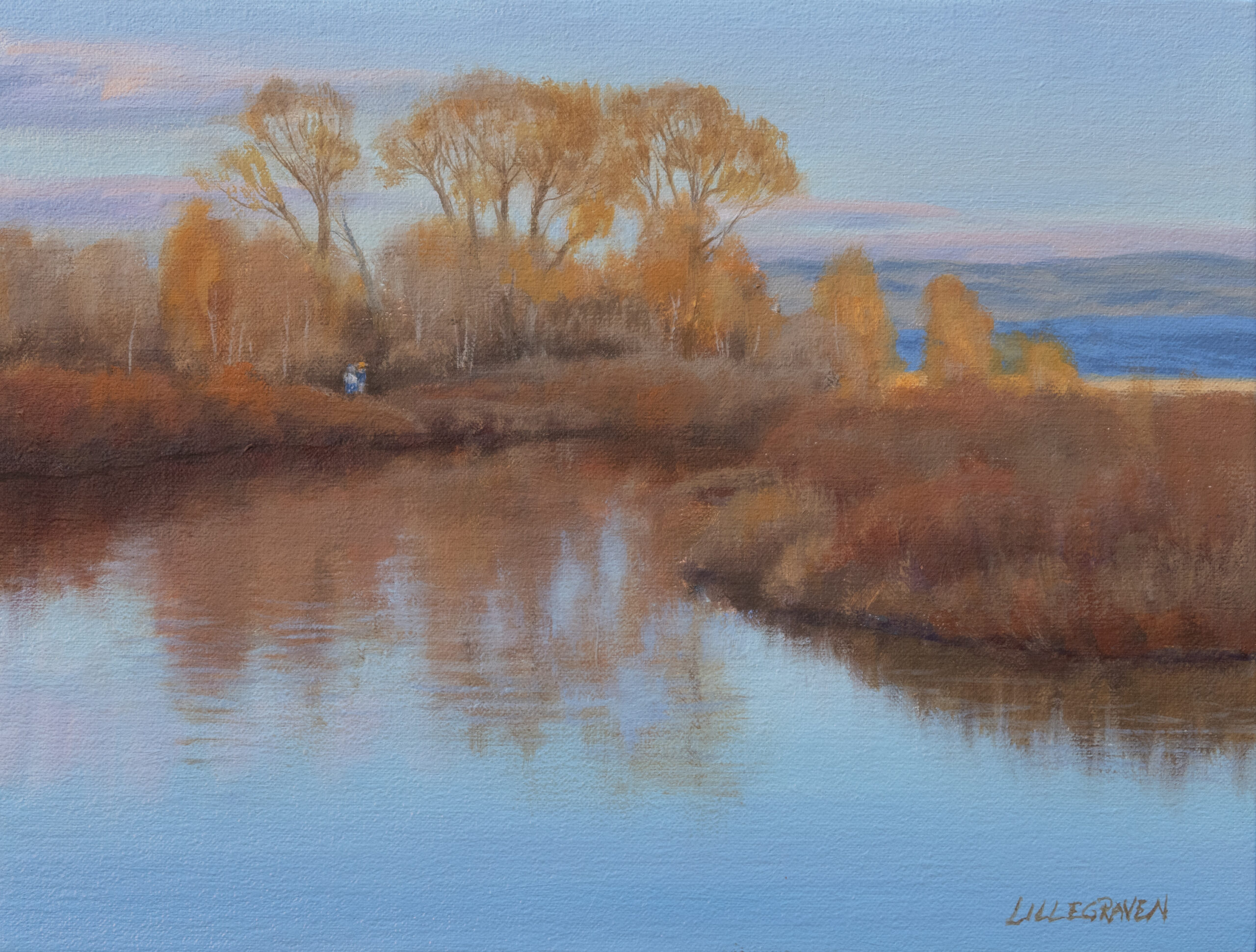 Linda Lillegraven - Two Hikers by the River