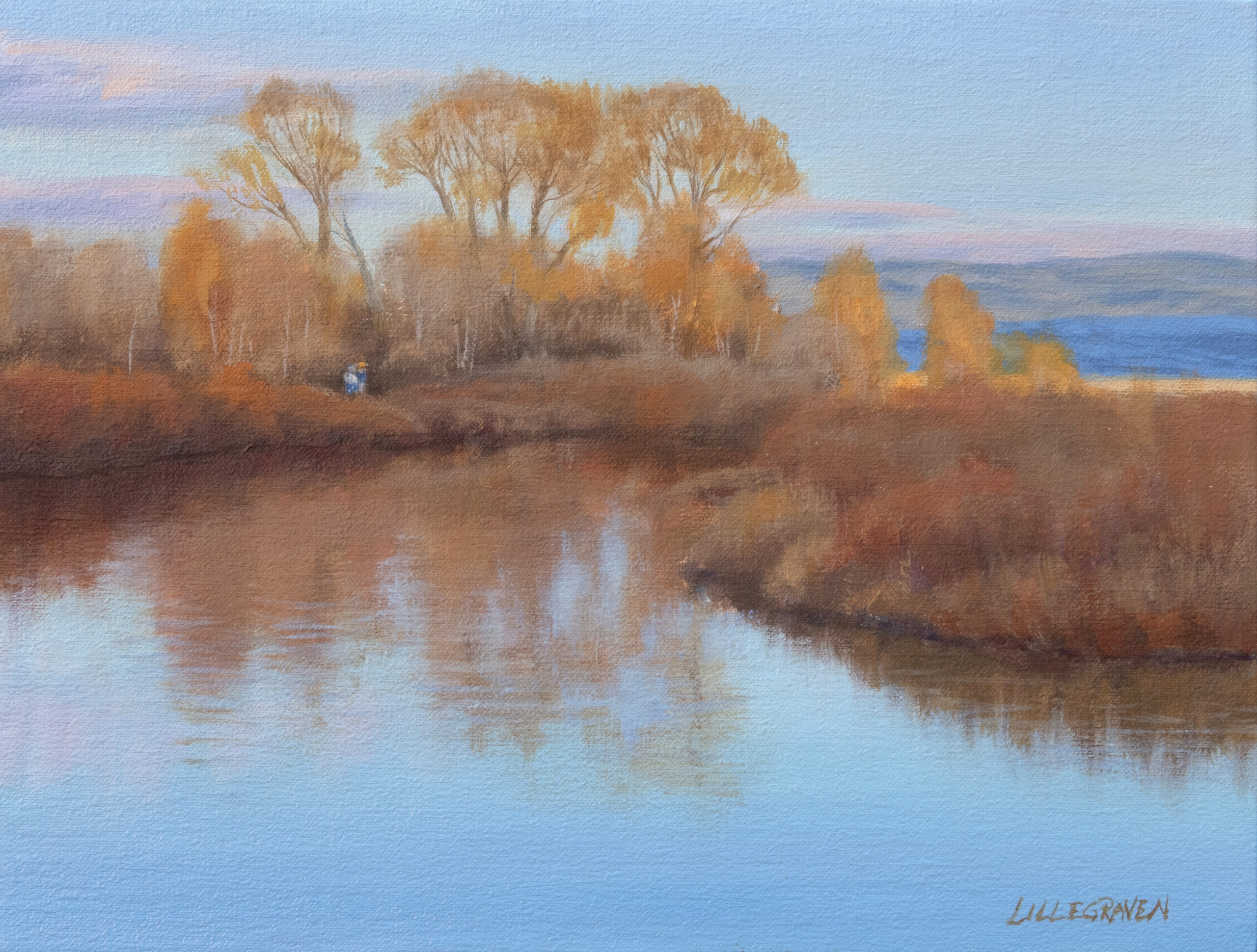 Linda Lillegraven - Two Hikers by the River