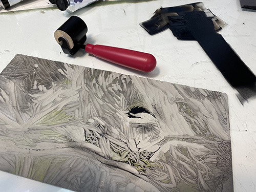 Sherrie York - Step 15 in printing process of "Rainy Days and Mondays"